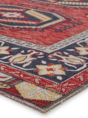 Miner Indoor/ Outdoor Medallion Red & Yellow Area Rug