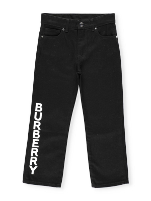 Burberry Kids Logo Print Slim Leg Trousers