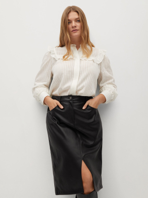 Cut-out Faux-leather Skirt