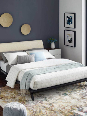 Larry Fabric Platform Bed Cappuccino/beige