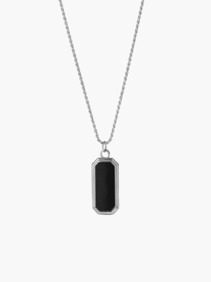 Sterling Silver Frame Pendant Necklace With Black Onyx