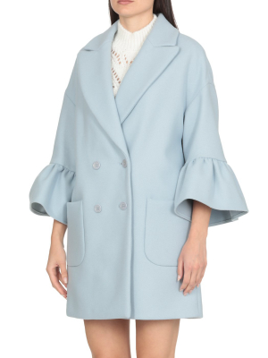 Redvalentino Ruffle-detailed Sleeve Double-breasted Coat