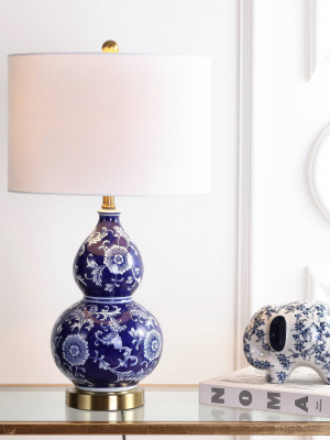 27" Ceramic Lee Chinoiserie Table Lamp (includes Led Light Bulb) Blue - Jonathan Y