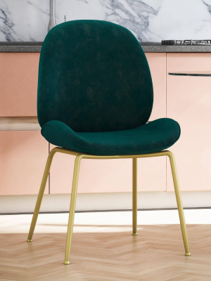 Astor Velvet Upholstered Dining Chair With Brass Metal Legs - Cosmoliving By Cosmopolitan