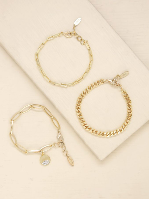 The Power Of Three 18k Gold Plated Bracelet Set