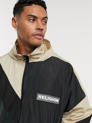 Religion Oversized Lightweight Hooded Jacket In Black