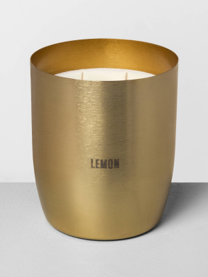 25oz Large Brass 2-wick Candle Lemon - Hearth & Hand™ With Magnolia