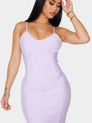 Shape Lilac Bandage Cup Detail Binding Bodycon...