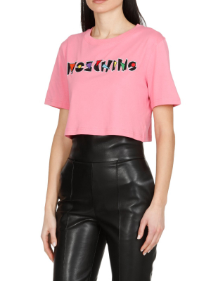 Moschino Geometric Logo Print Cropped T-shirt