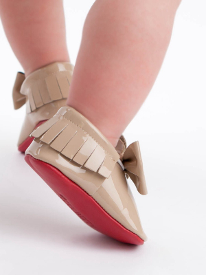 Red Bottom Moccs (nude Bow)