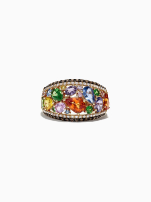 Effy Watercolors 14k Yellow Gold Multi Sapphire & Diamond Ring, 4.00 Tcw