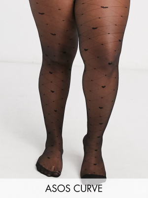 Asos Design Curve Heart And Diamond Tights