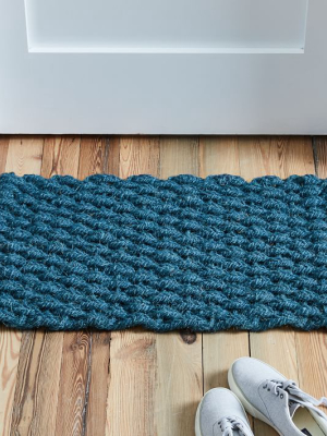 Solid Woven Doormat - Shadow Blue