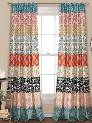 Set Of 2 Bohemian Striped Light Filtering Window Curtain Panels - Lush Décor