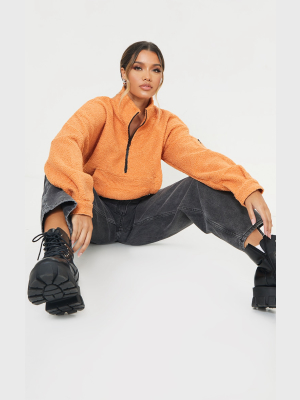 Orange Zip Front Oversized Sweater