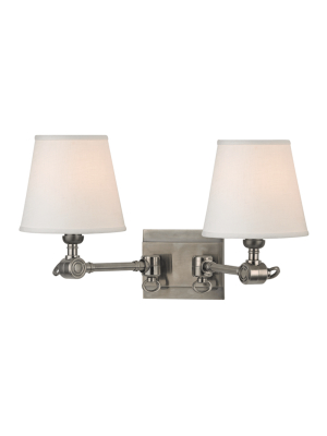 Hudson Valley Lighting Hillsdale 2-bulb Sconce - Historic Nickel & White