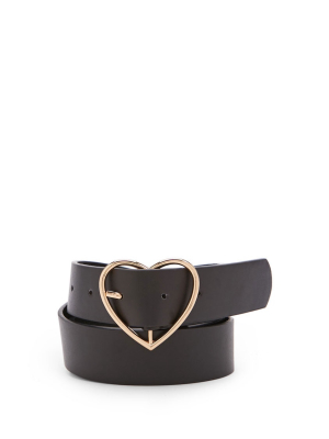 Faux Leather Heart-buckle Waist Belt