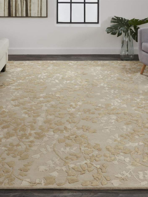 Feizy Bella High & Low Floral Wool Rug - Beige & Pearl - Available In 6 Sizes