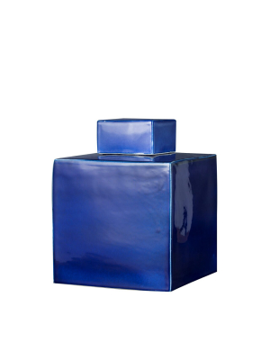 Square Tea Jar Navy Blue In Various Sizes