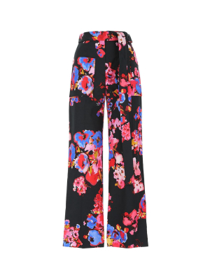 Msgm Floral Print Straight-leg Trousers