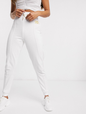 River Island Slogan Sweatpants In White