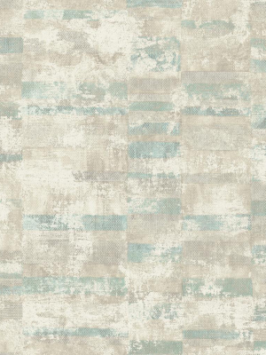 Gutenberg Wallpaper In Greens And Neutrals From The Metalworks Collection By Seabrook Wallcoverings