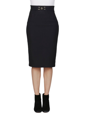 Elisabetta Franchi Logo Buckle Detailed Pencil Skirt