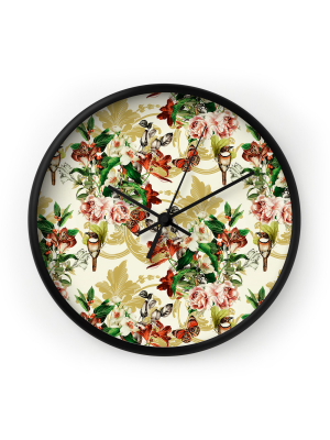 Marta Barragan Camarasa Baroque Flower Bouquet I Wall Clock - Deny Designs