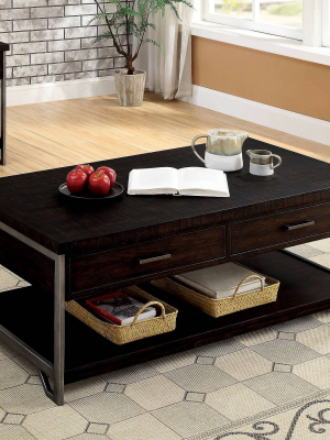 Del Bene 2 Drawer Coffee Table Dark Oak - Mibasics