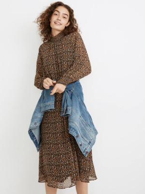 (re)sourced Georgette Smocked-neck Midi Dress In Folktale Paisley