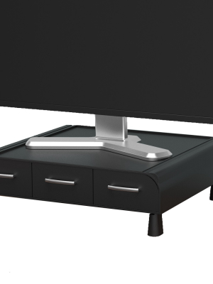 2.7" Monitor Stand With 3 Drawers Black - Mind Reader