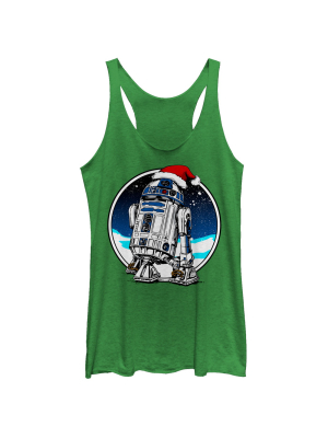 Women's Star Wars Christmas R2-d2 Santa Hat Racerback Tank Top