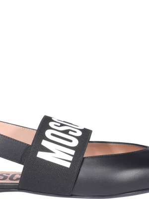 Moschino Logo Slingback Flats