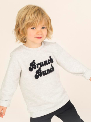 Miles Kids "brunch Bunch" Crew Neck Sweater - Light Heather Grey