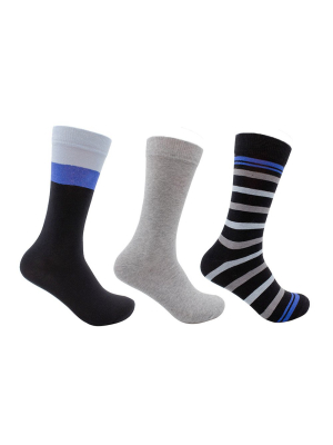 Men's 3-pack Novelty Dress Socks - Navy Multi