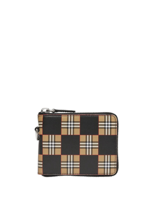 Burberry Chequer Print Zip-around Wallet