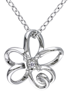 0.01 Ct. T.w. Diamond Flower Pendant Necklace In Sterling Silver - I2:i3 - White