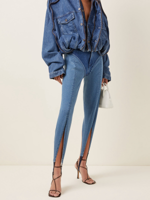 Pop-up Ruffled Denim Cropped Jacket