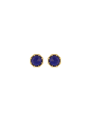 Maman Crown Bezel Lapis Earrings