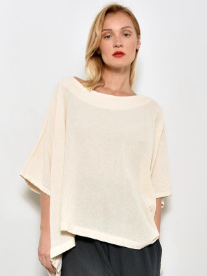 Cream Coarse Cotton Cube Top