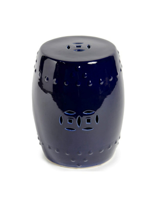 Porcelain Garden Stool, Cobalt Blue