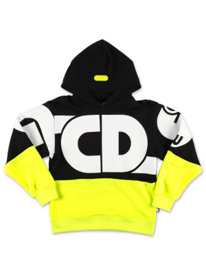 Gcds Kids Logo Printed Two-tone Hoodie