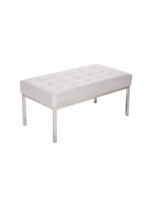 Mid Century Tufted Bench - Grey Fabric