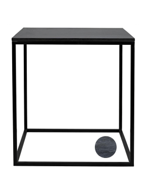 Noir Landon Marble Side Table - Matte Black