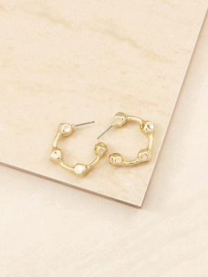 Free Form Ball 18k Gold Plated Hoop Earrings