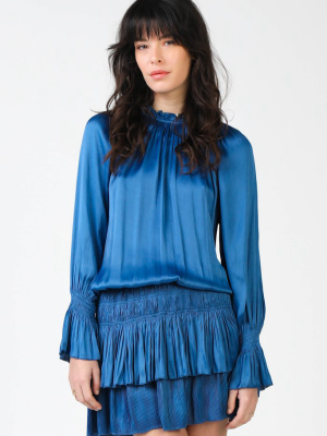 High Neck Pleated Skirt Dress