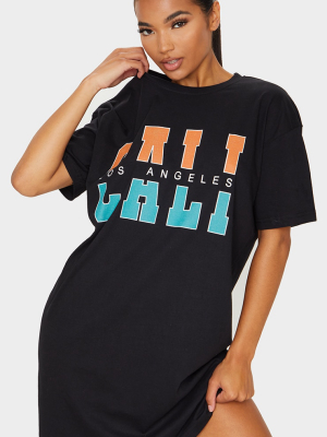 Black Cali Slogan T Shirt Dress