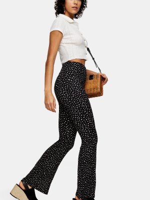 Black And White Ditsy Flare Pants