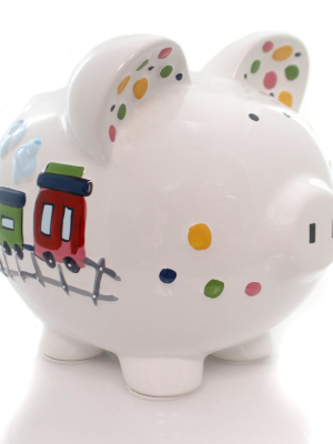 Bank 7.75" Choo Choo Transportation Piggy Money Saver Plane Car - Decorative Banks