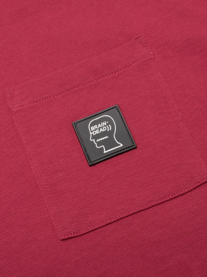 Brain Dead Heavyweight Jersey Mockneck Pocket Shirt - Berry